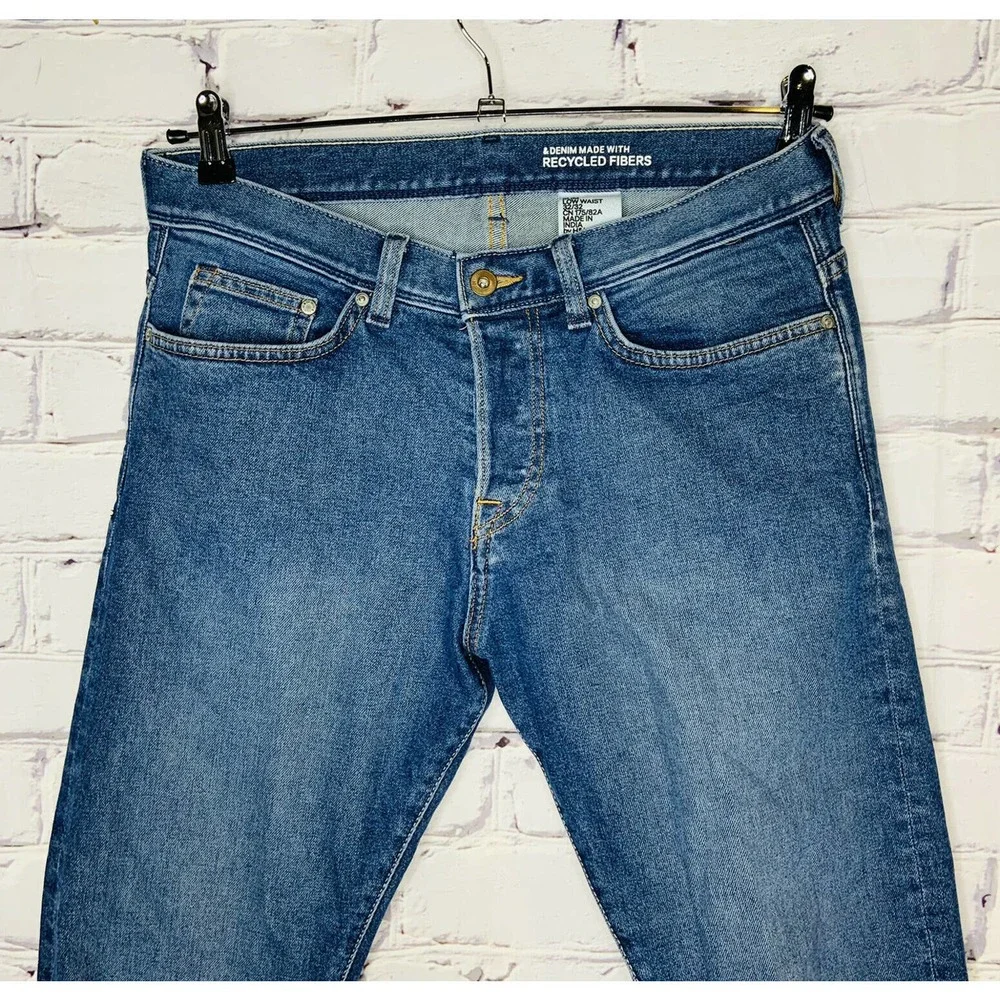 H&M Mens Ripped Denim Jeans 32 x 31‎ Slim Low Waist
